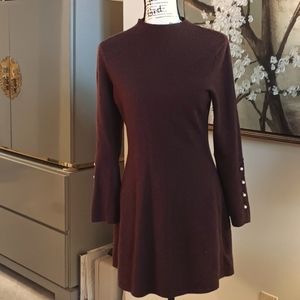Adrienne Vittadini Burgundy Sweater Dress With Bell Sleeves